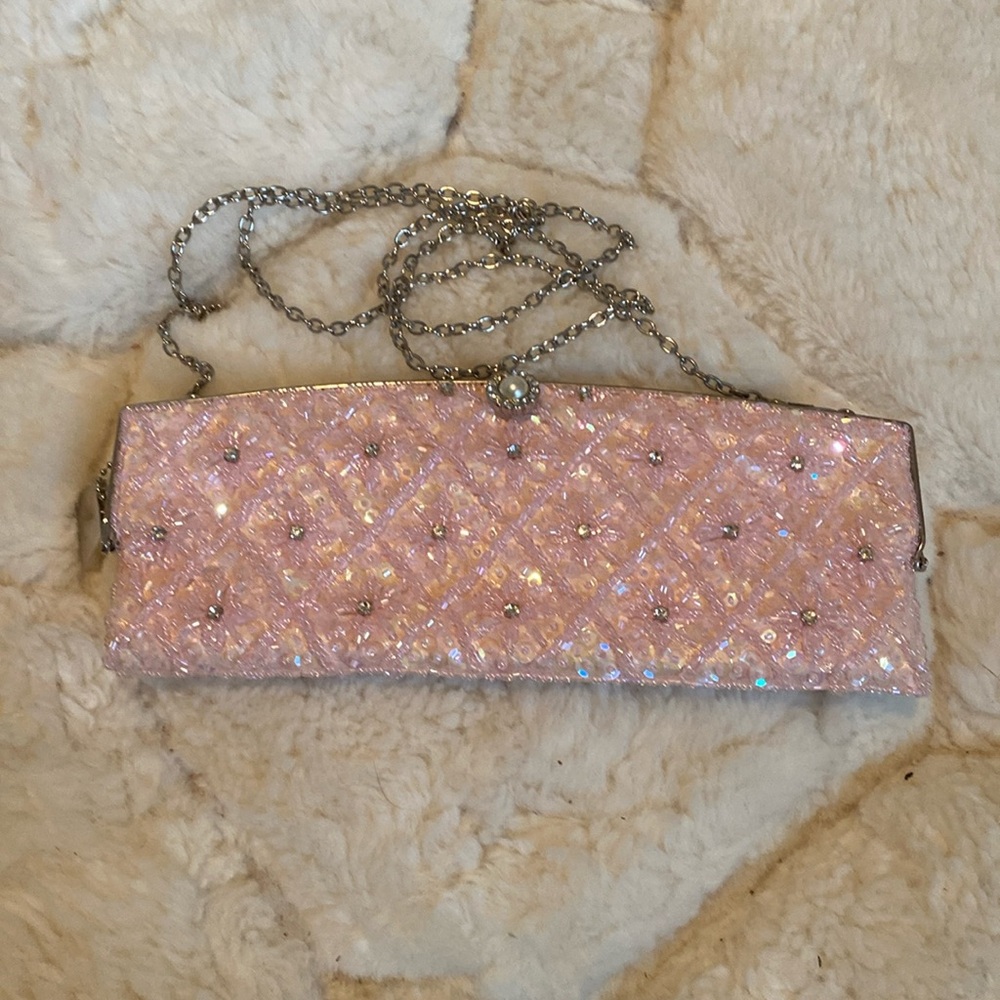 Silk and sequinned Jeanne Lottie evening bag/clutch
